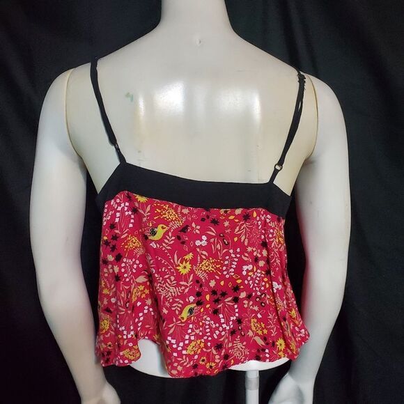 Xhilaration Pink Floral Cropped Tank Top (L) - Picture 4 of 5